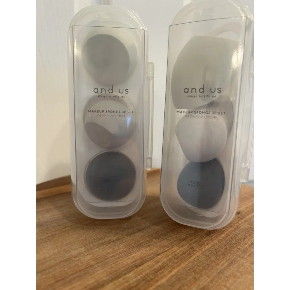 Japanese Makeup Sponges 3-pks Lot of 2 sets Beauty Blender w Case New